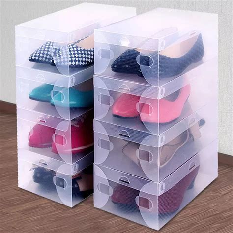 storing shoes in shoe boxes.